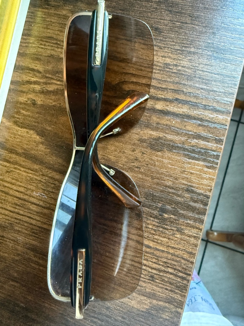 Prada Brown Gradient Rimless Sunglasses with Black Temples
